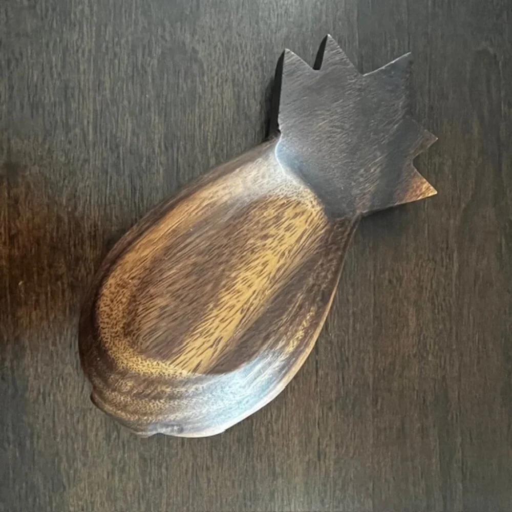 Rustic Wooden Pineapple Bowl Trinket Dish